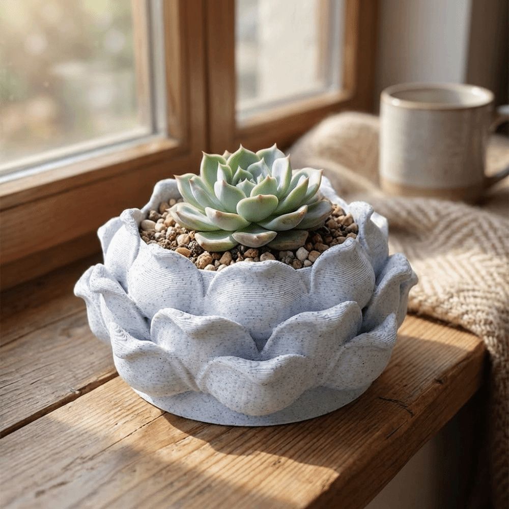 Echeveria Succulent - Pot de fleurs en plastique imprimé