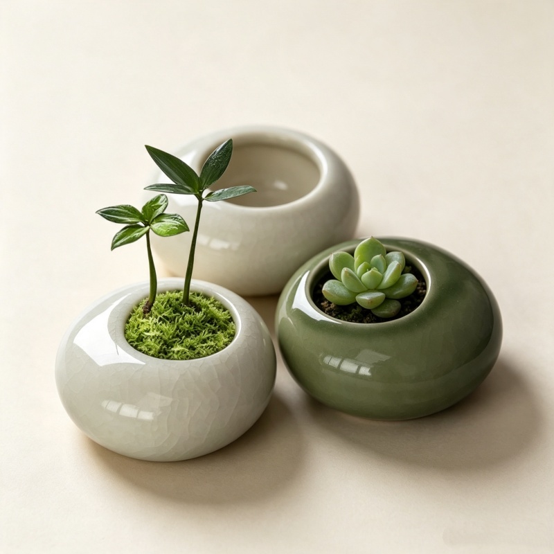 Mini pot de fleurs glacé effet - Echeveria Succulent avis et prix